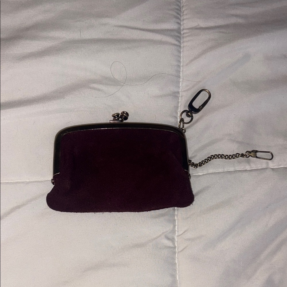 HOBO cheer frame pouch burgundy suede